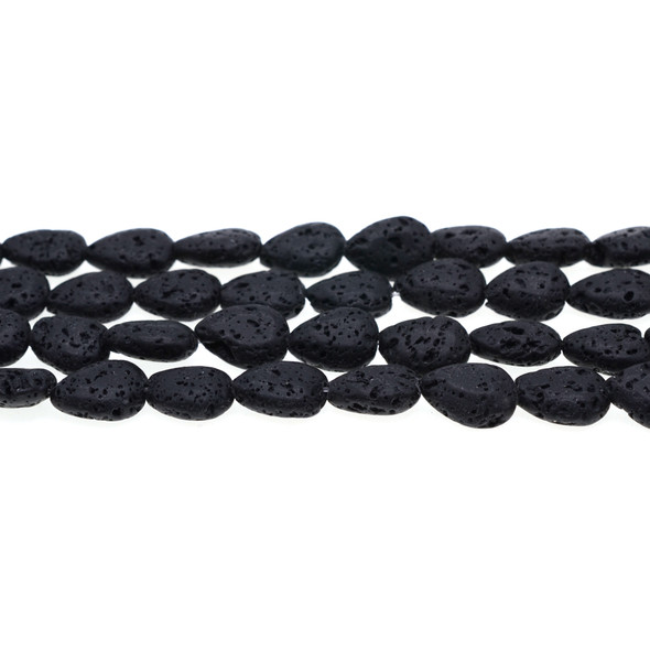 Black Lava Drop 10mm x 14mm x 5mm - Loose Beads