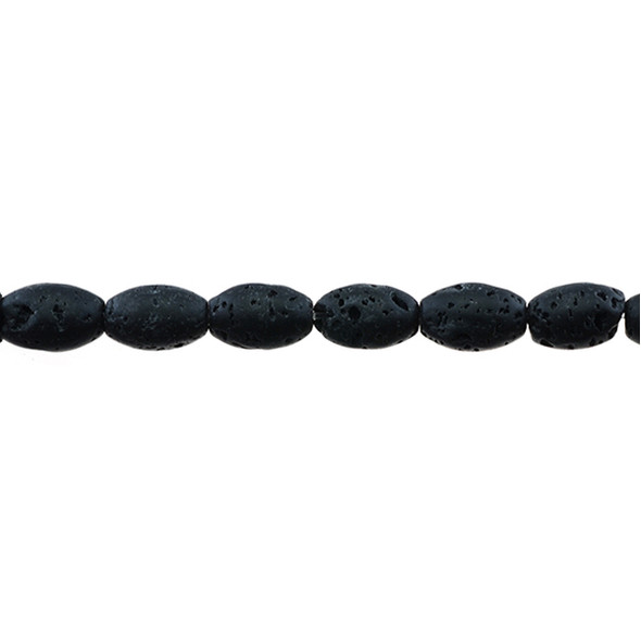 Black Lava Oval 8mm x 12mm - Loose Beads