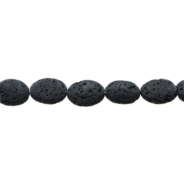 Black Lava Oval Puff 13mm x 18mm x 5mm - Loose Beads
