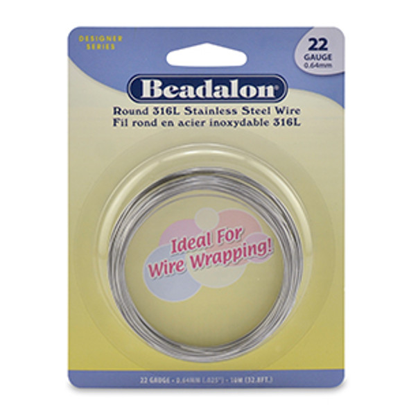 316L Stainless Steel Wrapping Wire, Round, 22 gauge (.025 in, .64 mm), 10 m (32.8 ft)