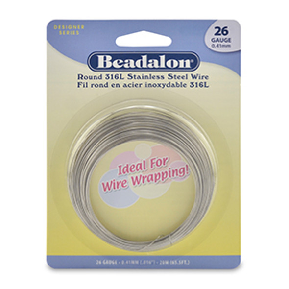 316L Stainless Steel Wrapping Wire, Round, 26 gauge (.016 in, .41 mm), 20 m (65.6 ft)