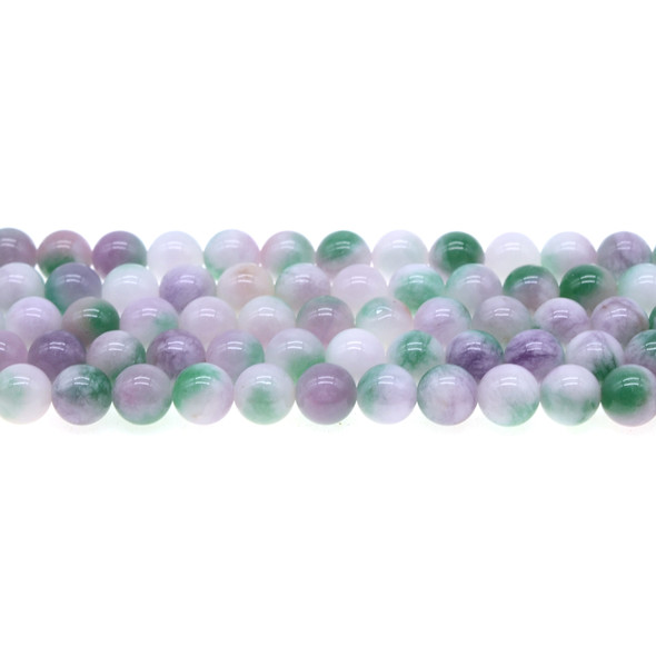 Multi-Colored Purple Green Jade Round 8mm - Loose Beads