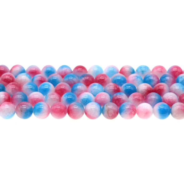 Multi-Colored Blue Red Jade Round 8mm - Loose Beads