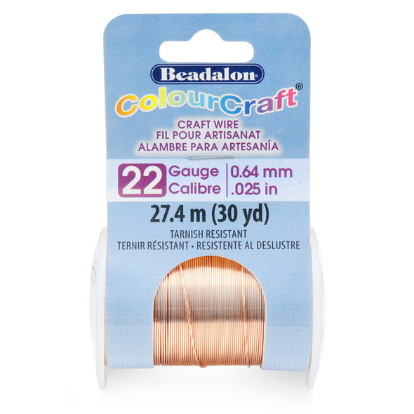 ColourCraft Wire, 22 Gauge (0.025 in, 0.64 mm), Copper, 18.3 m (20 yd) Spool