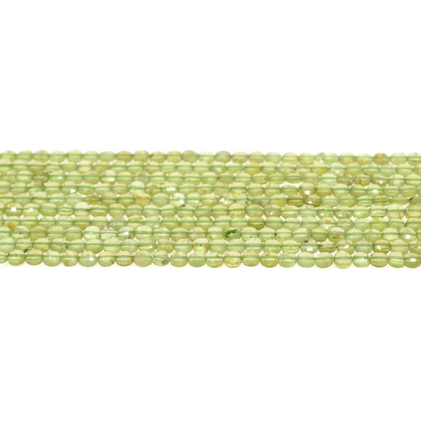 Peridot Coin Puff Faceted Diamond Cut 4mm x 4mm x 2mm - Loose Beads
