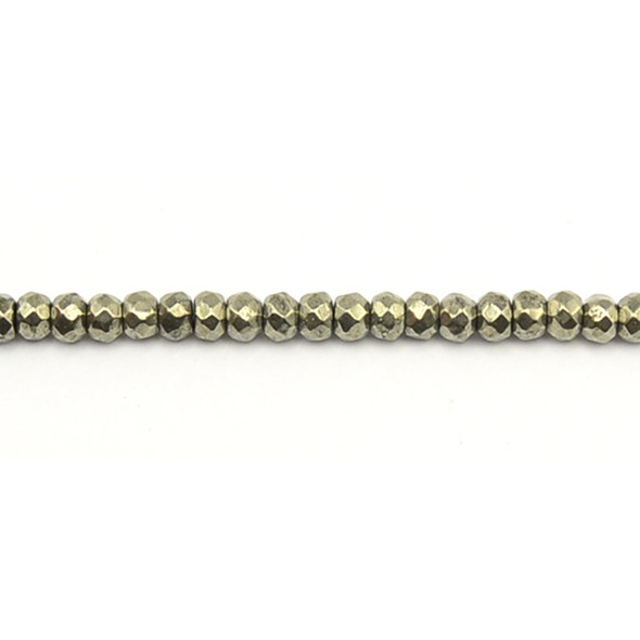 Pyrite Roundel Faceted 6mm x 6mm x 4mm - Loose Beads
