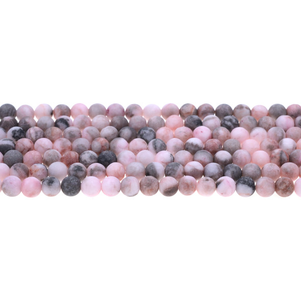 Pink Zebra Jasper Round Frosted 6mm - Loose Beads