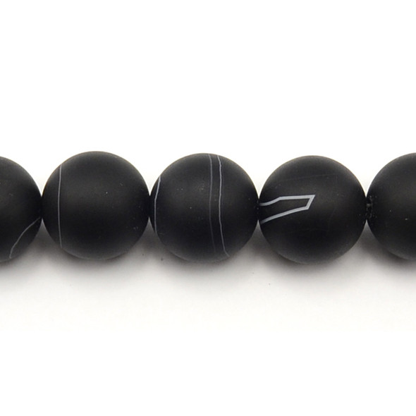 Black Sardonyx Round Frosted 18mm - Loose Beads