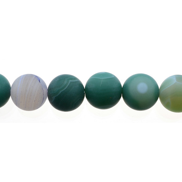 Green Sardonyx Round Frosted 12mm - Loose Beads