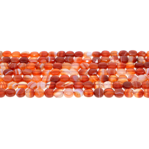 Red Sardonyx Coin Puff Faceted Diamond Cut 6mm x 6mm x 3mm - Loose Beads