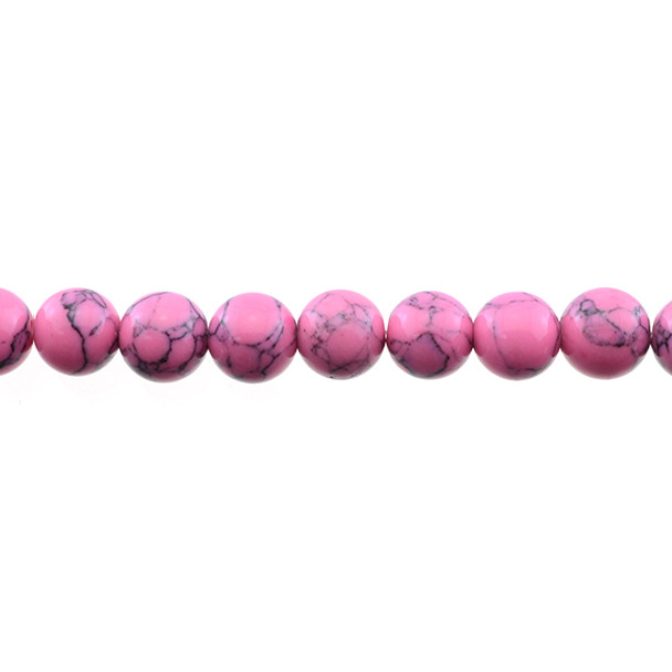 Flo Pink Stabilized Turquoise Round 10mm - Loose Beads