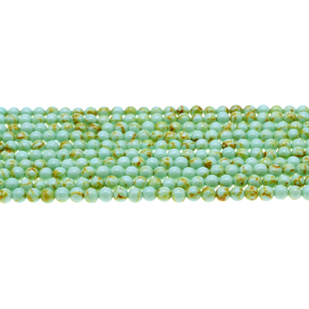 Antique Green Stabilized Turquoise Round 4mm - Loose Beads