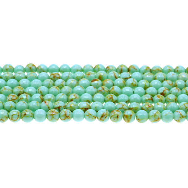 Antique Green Stabilized Turquoise Round 6mm - Loose Beads