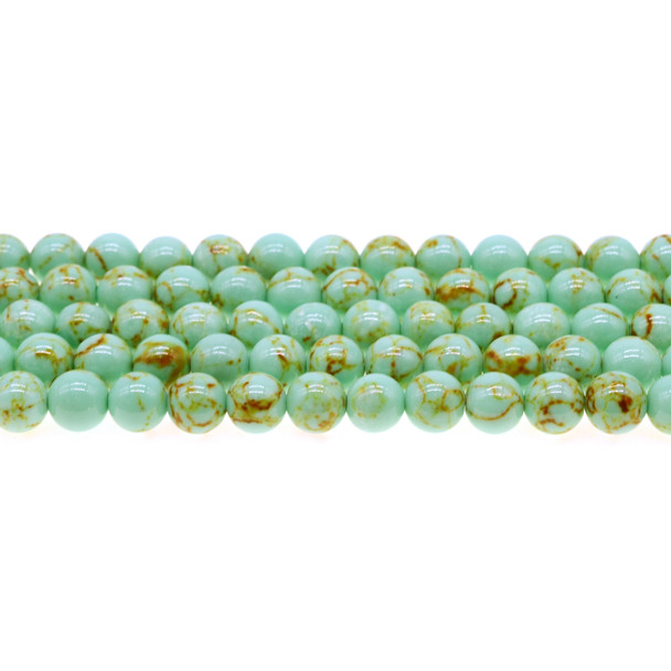 Antique Green Stabilized Turquoise Round 8mm - Loose Beads