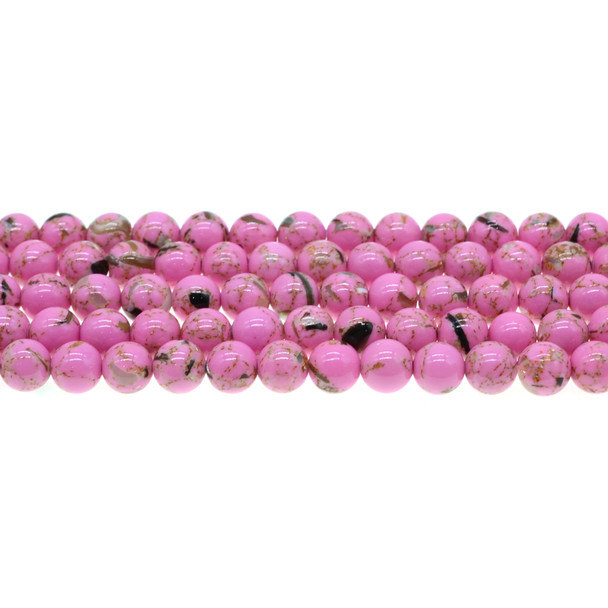 Stabilized Turquoise with Shell Round 8mm - Purple - Loose Beads