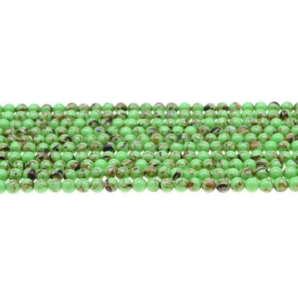Stabilized Turquoise with Shell Round 4mm - Light Green - Loose Beads