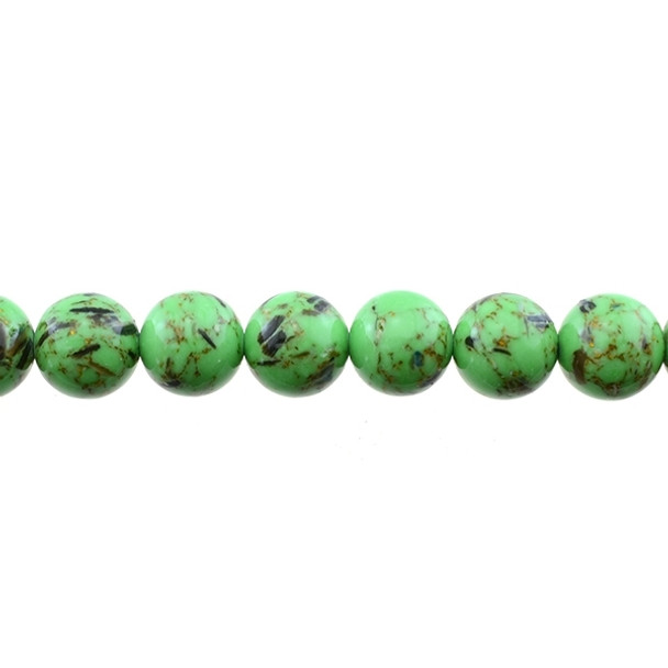 Stabilized Turquoise with Shell Round 12mm - Light Green - Loose Beads