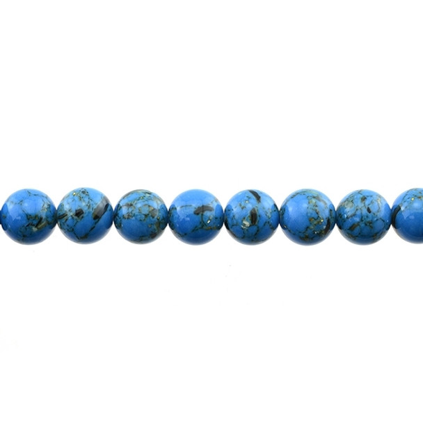 Stabilized Turquoise with Shell Round 10mm - Azure Blue - Loose Beads