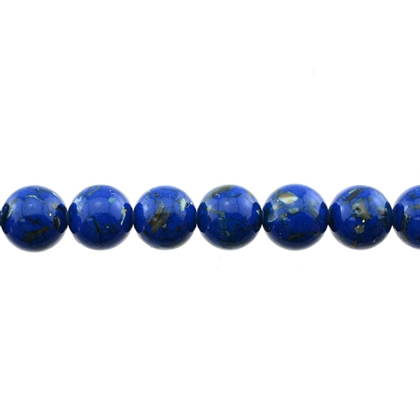 Stabilized Turquoise with Shell Round 12mm - Navy Blue - Loose Beads