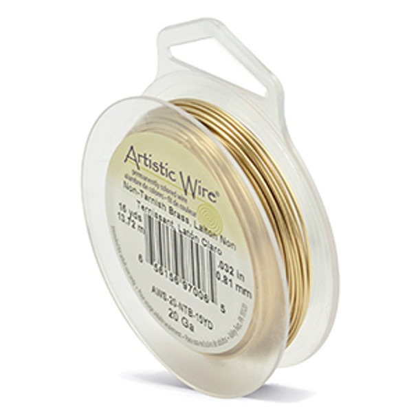 Artistic Wire, 20 Gauge (.81 mm), Tarnish Resistant Brass, 15 yd (13.7 m)