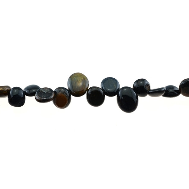 Blue Yellow Tiger Eye Tumble Side Drilled 12mm x 9mm x 4mm - Loose Beads
