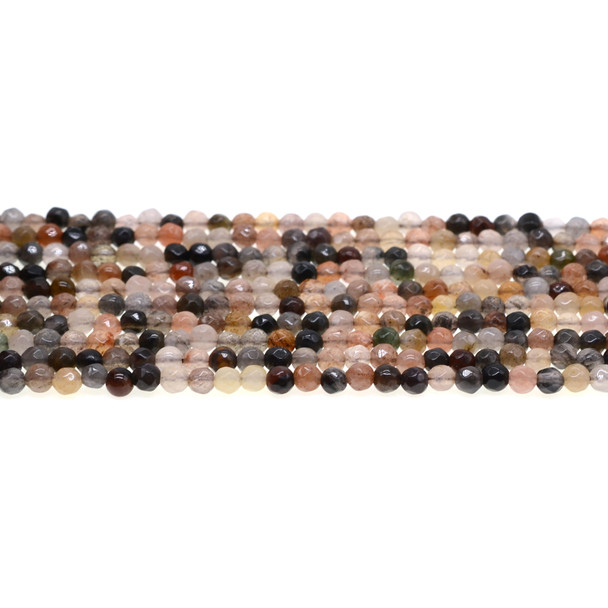 Chinese Phantom Tourmaline Round Faceted 4mm - Loose Beads