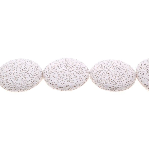 White Volcanic Lava Rock Coin Puff 27mm x 27mm x 8mm - Loose Beads