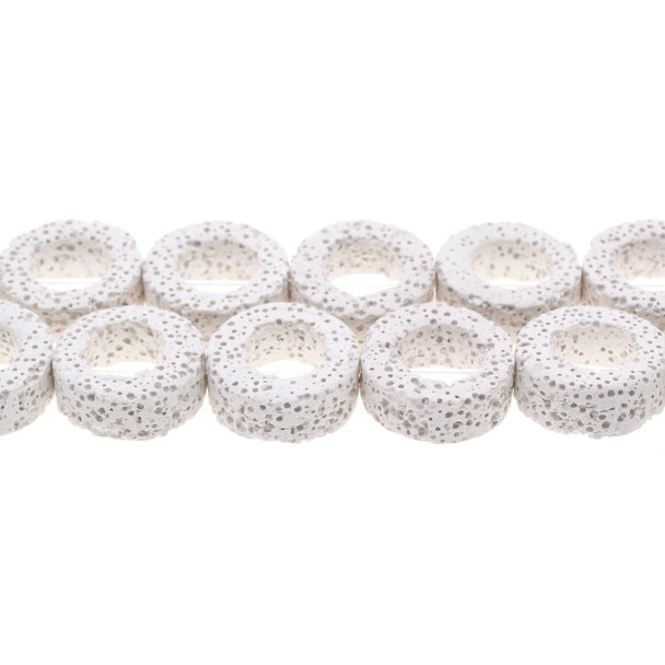 White Volcanic Lava Rock Flat Donut 20mm x 20mm x 8mm - Loose Beads