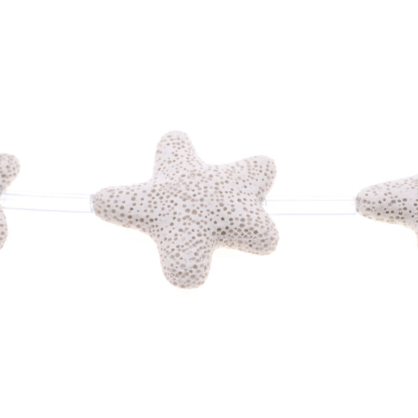 White Volcanic Lava Rock Starfish 40mm x 40mm x 11mm - Loose Beads