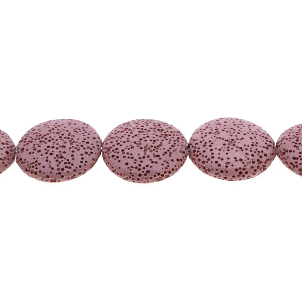 Rose Volcanic Lava Rock Coin Puff 27mm x 27mm x 8mm - Loose Beads