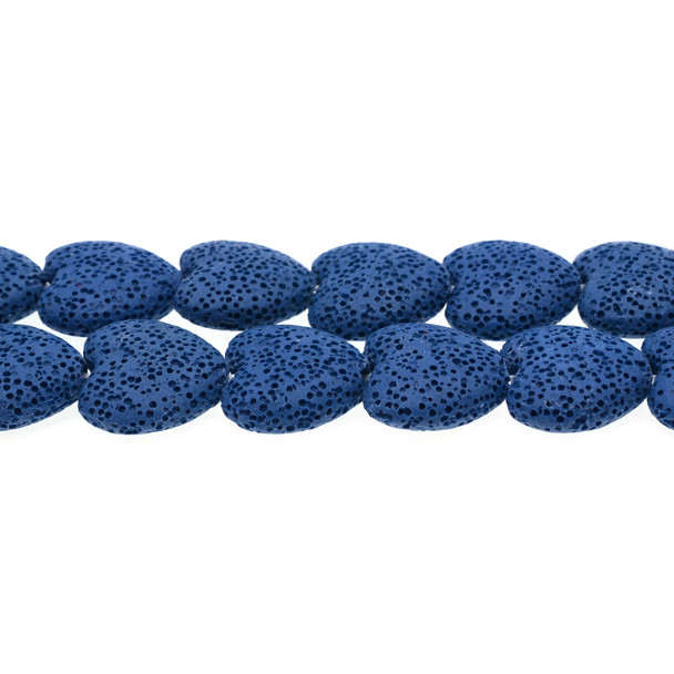 Sapphire Volcanic Lava Rock Heart Puff 20mm x 20mm x 7mm - Loose Beads