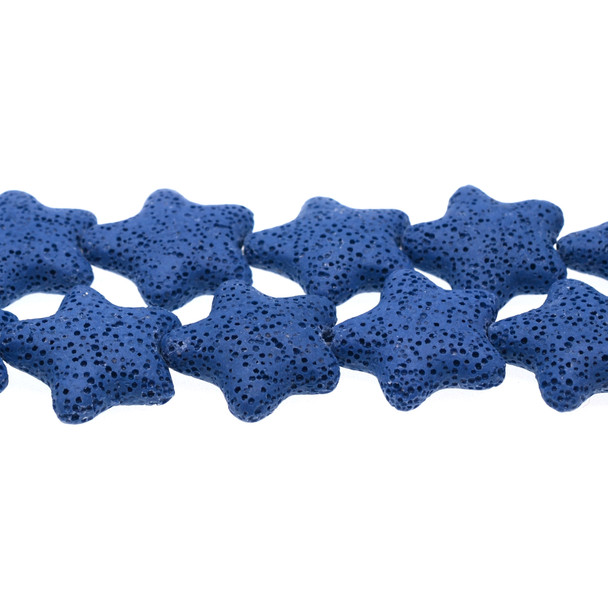Sapphire Volcanic Lava Rock Starfish 25mm x 25mm x 9mm - Loose Beads