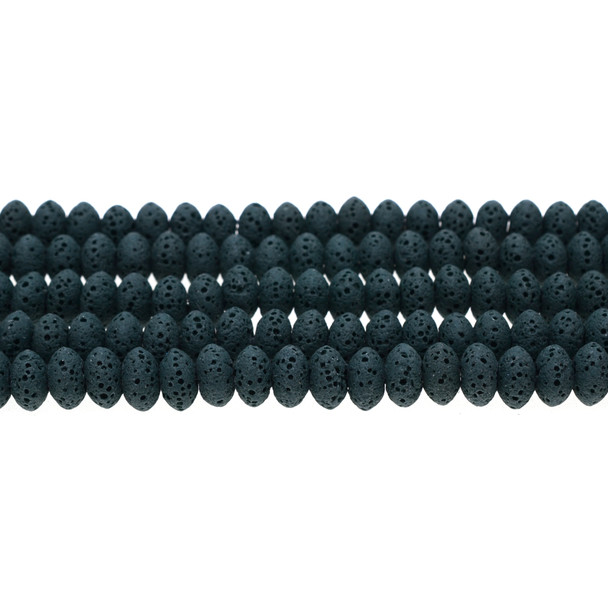 Blue Zircon Volcanic Lava Rock Abacus 8mm x 8mm x 5mm - Loose Beads