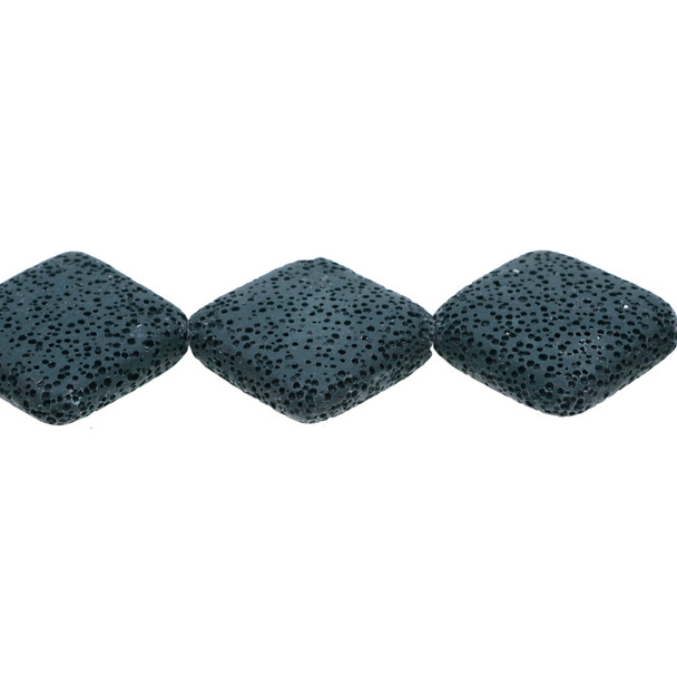 Blue Zircon Volcanic Lava Rock Diamond Puff 31mm x 31mm x 8mm - Loose Beads