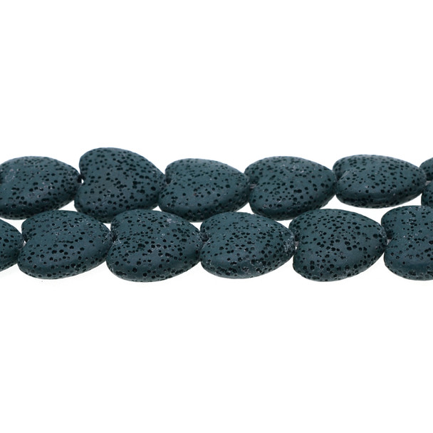 Blue Zircon Volcanic Lava Rock Heart Puff 20mm x 20mm x 7mm - Loose Beads
