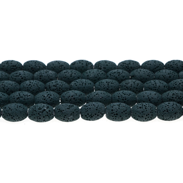 Blue Zircon Volcanic Lava Rock Oval 8mm x 8mm x 12mm - Loose Beads