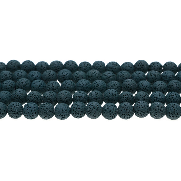 Blue Zircon Volcanic Lava Rock Round 8mm - Loose Beads