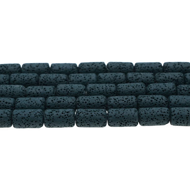 Blue Zircon Volcanic Lava Rock Tube 8mm x 8mm x 15mm - Loose Beads