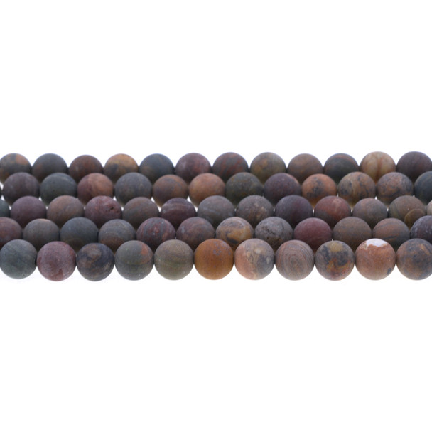 Wealth Stone Jasper Round Frosted 8mm - Loose Beads