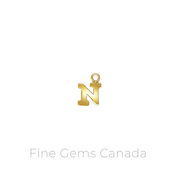 14K Gold Filled - N Letter Charm (8.0mm x 0.5mm Thick) - 2/pack