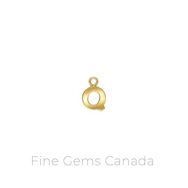 14K Gold Filled - Q Letter Charm (8.0mm x 0.5mm Thick) - 2/pack