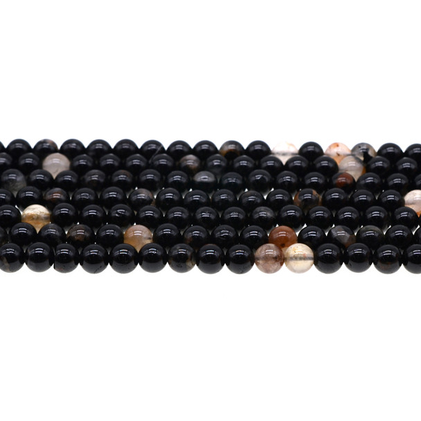 Black Tourmaline with Quartz Round 6mm - Loose Beads