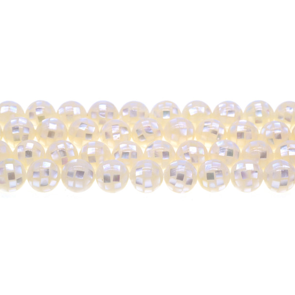 White Mother of Pearl Round Disco 10mm - Loose Beads