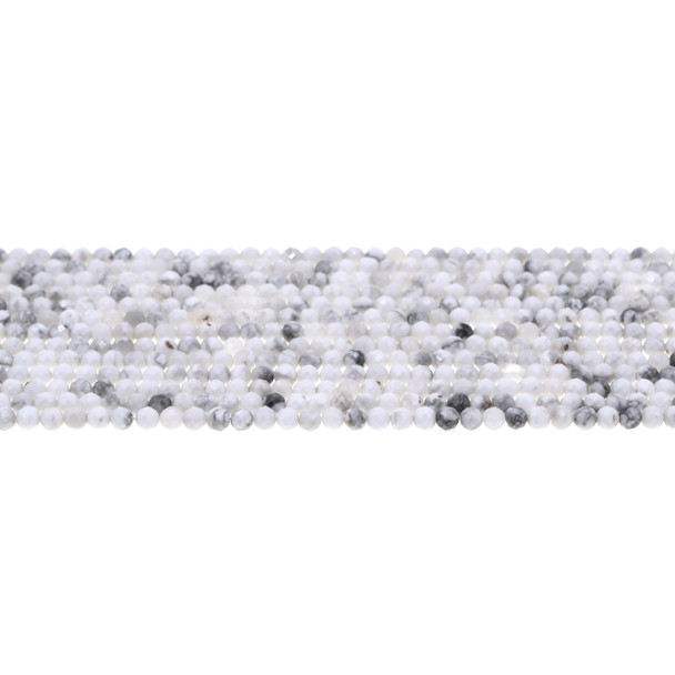 Howlite AB Round Faceted Diamond Cut 3mm - Loose Beads