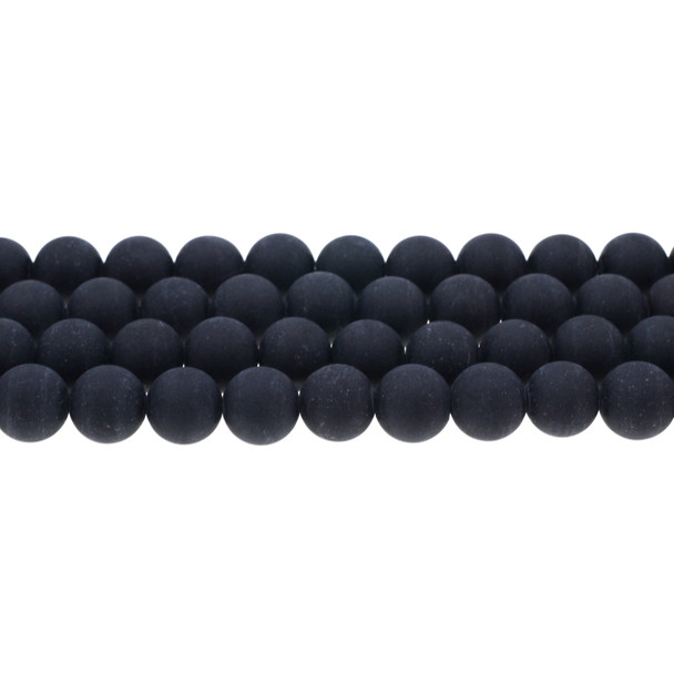 Black Mica Round Frosted 10mm - Loose Beads