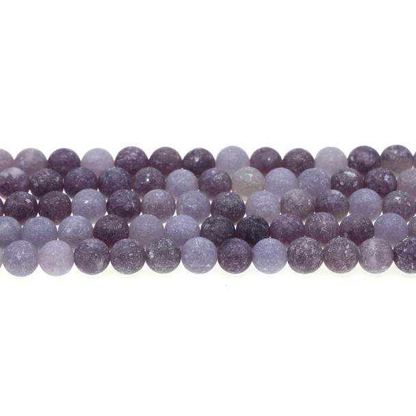 Lepidolite A Round Frosted 8mm - Loose Beads