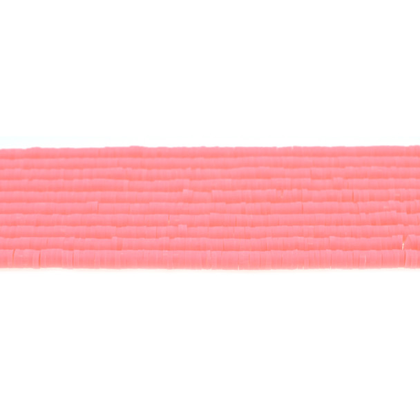 Fimo Polymer Clay Heishi Spacers 4mm Coral Pink - Sold per 4 Strands