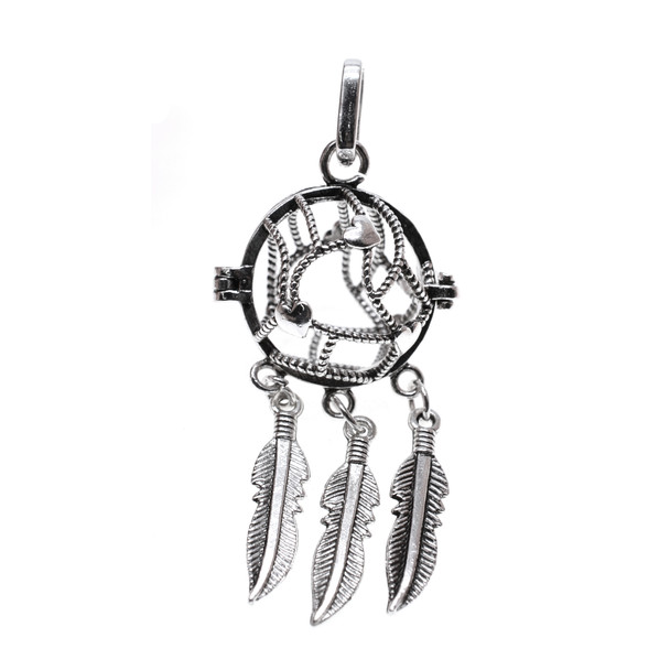 Heart Dream Catcher Aromatherapy Locket 17mm x 63mm - Antique Silver Color (2/Pack)