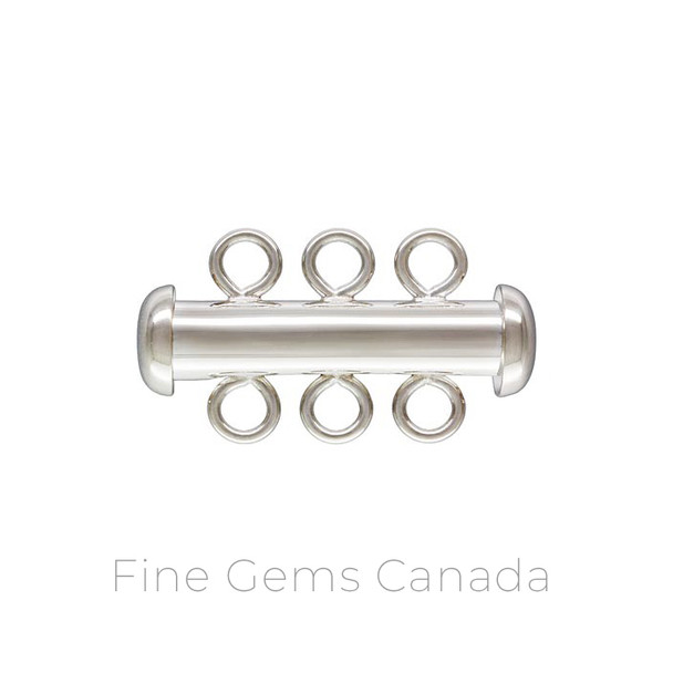 4.3x22.0mm Tube Clasp 3 Row - 1/pack - 925 Sterling Silver