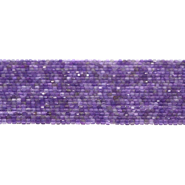 Amethyst A Cube Edge Faceted Diamond Cut 2mm - Loose Beads